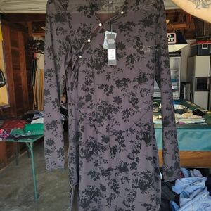 Chic Black Floral Lace Long Sleeve Dress